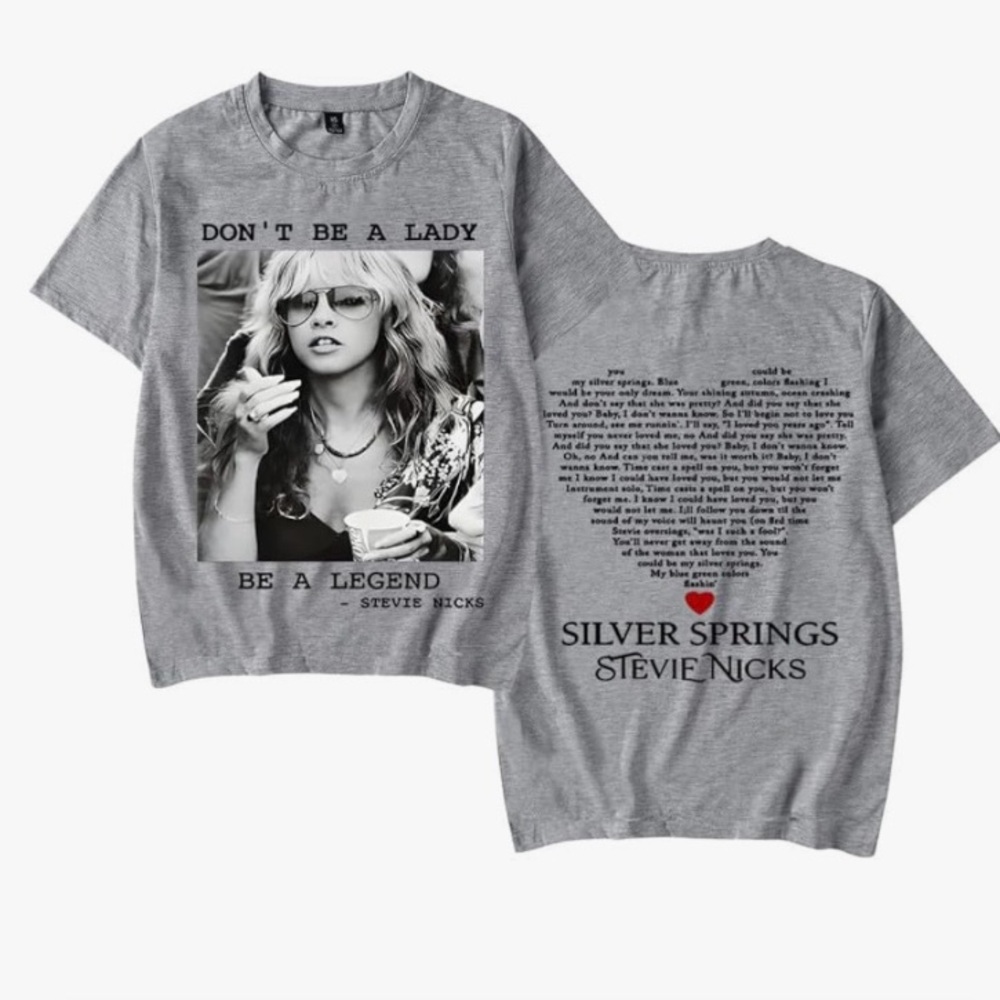 Stevie Nicks grey Tshirt size Large front and back design